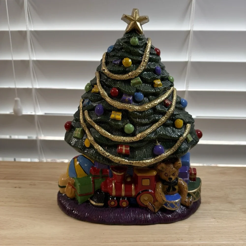 DOORSTOP CHRISTMAS TREE-CAST‎ IRON DOOR STOP Hand Painted Vintage Heavy Decor